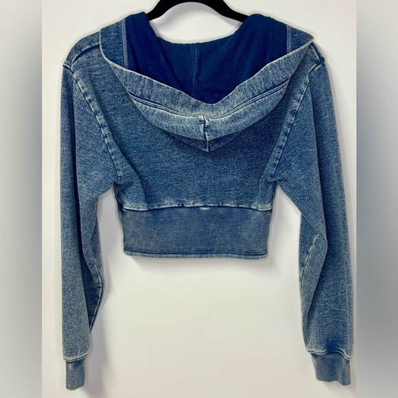 Good American Blue Corset Cropped Hoodie- NWOT - Picture 2 of 5